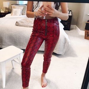 BERSHKA RED SNAKESKIN PANTS